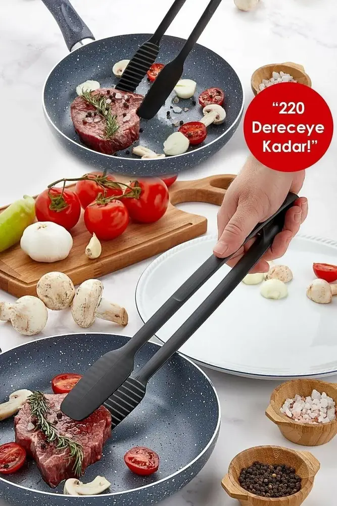 Maşa - 220 Dereceye Kadar Dalı Yanmaz - Yapışmaz Plastik Izgara Maşası 30 Cm 2