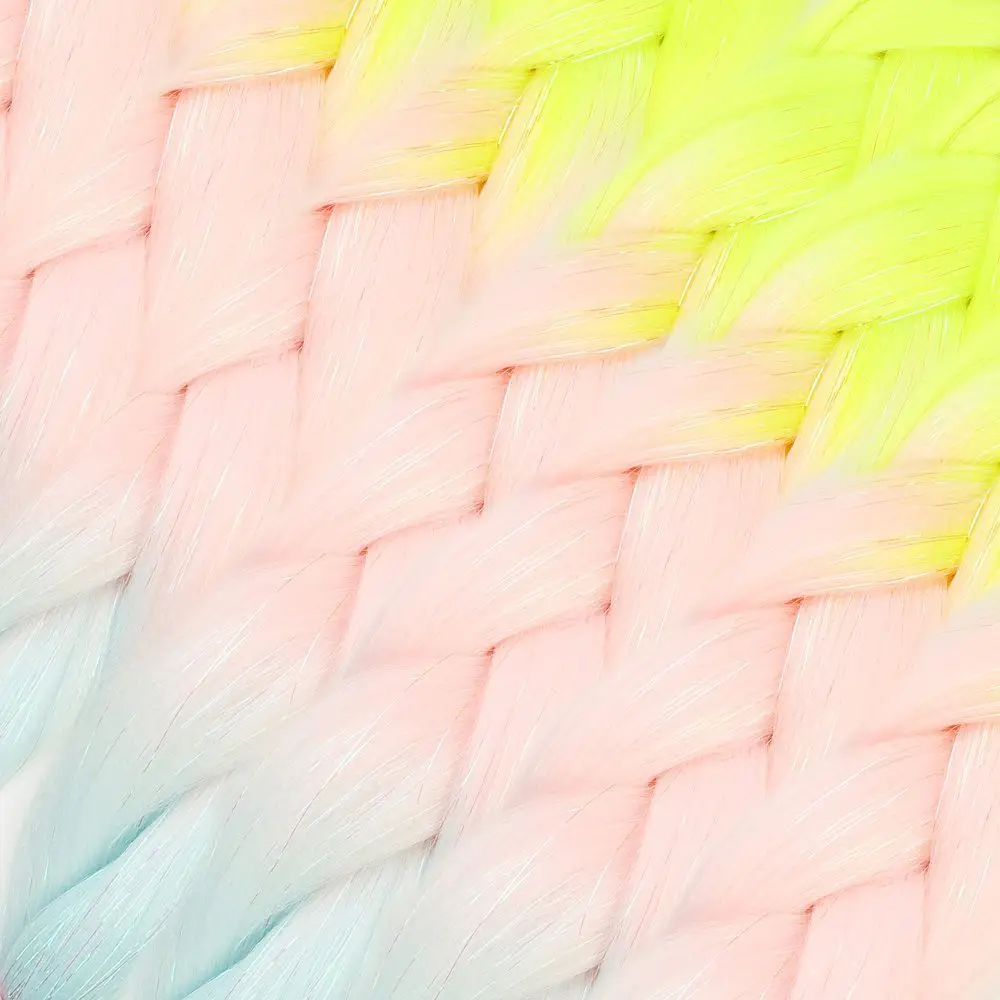 Simli Neon Sarı / Şeker Pembe / Su Yeşili Ombreli Örük 100 Gr. 2