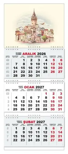 2027 Gemici Duvar Takvimi - Galata Kulesi