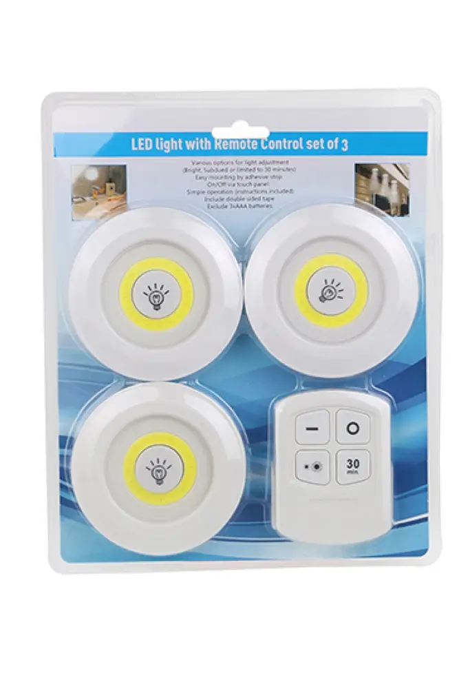 3lü Uzaktan Kumandalı Yapışkanlı Kablosuz Led Spot Lambalar 4