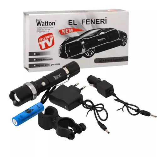 Zoomlu Şarjlı EL Feneri En Uygun Fiyata Wt-038
