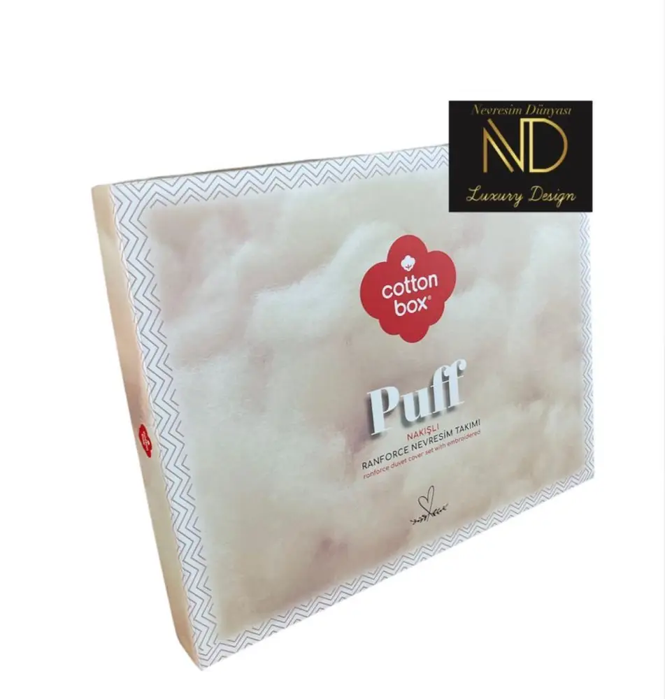 Puff Nakışlı Ranforce Çift Kişilik Nevresim Takımı Mirely Siyah Kiremit 5
