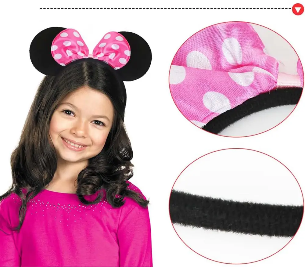 Pembe Fiyonklu Minnie Mouse Tacı Mini Kulak 2