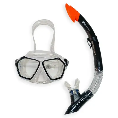red Camlı Premium Dalış Maskesi ve Snorkel Yetişkin - Siyah - 1 ADET