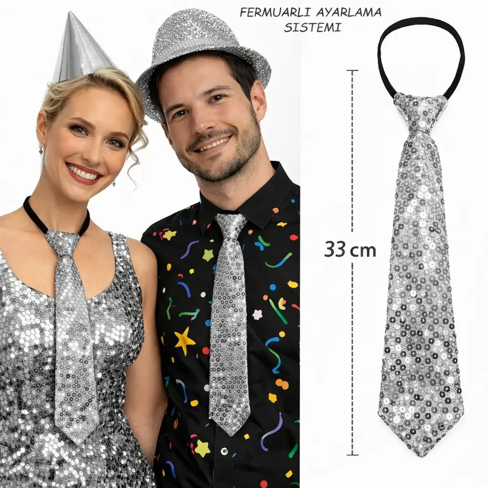Gümüş Renk Pul Payetli Işıltılı Parti Kratı 33 cm 2