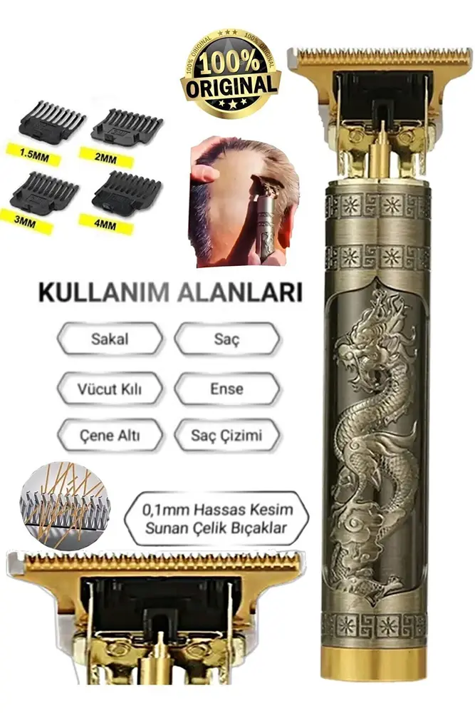 Dragon Çelik Kasa Profesyonel Sakal Ense Çizim Tüm Vücut Tüyü Lazer Öncesi Tıraş Makinesi 2