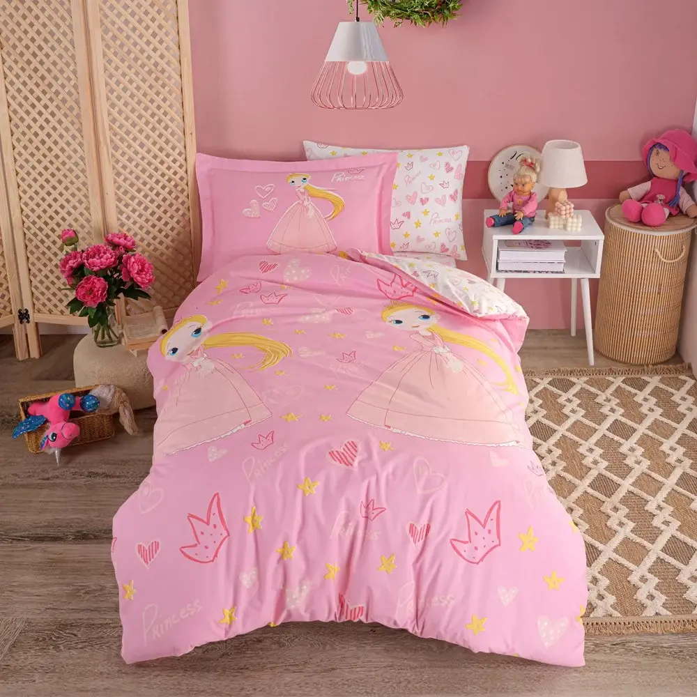 Tek Kişilik Poplin Nevresim Takımı Prenses Pembe