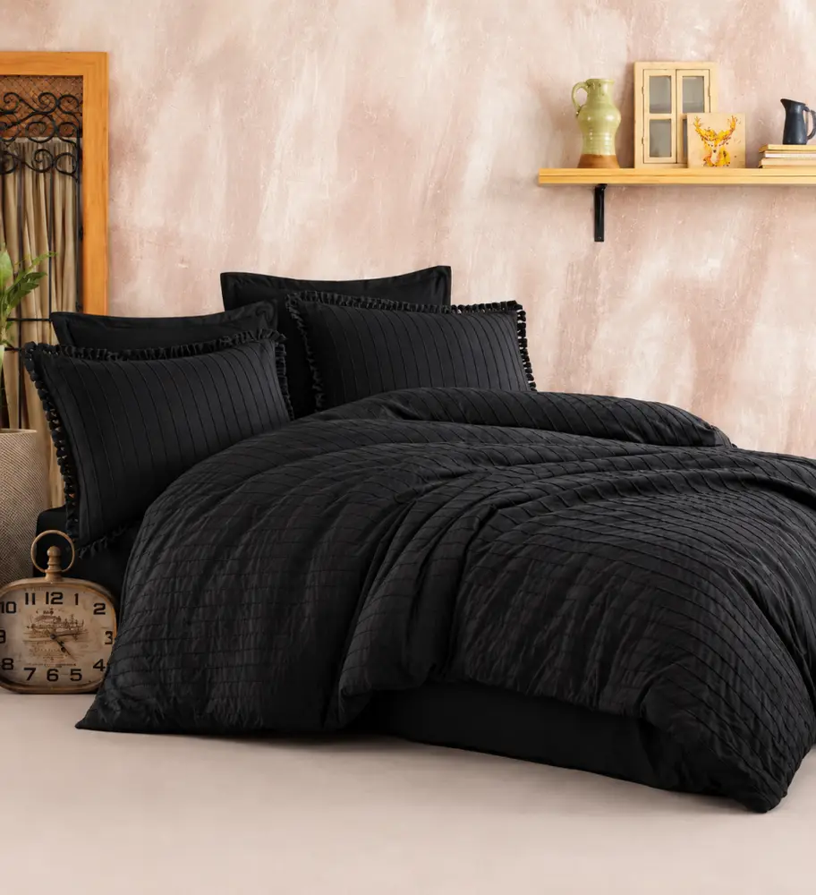 Butik Nevresim Takımı Çift Kişilik Estina V7 Füme