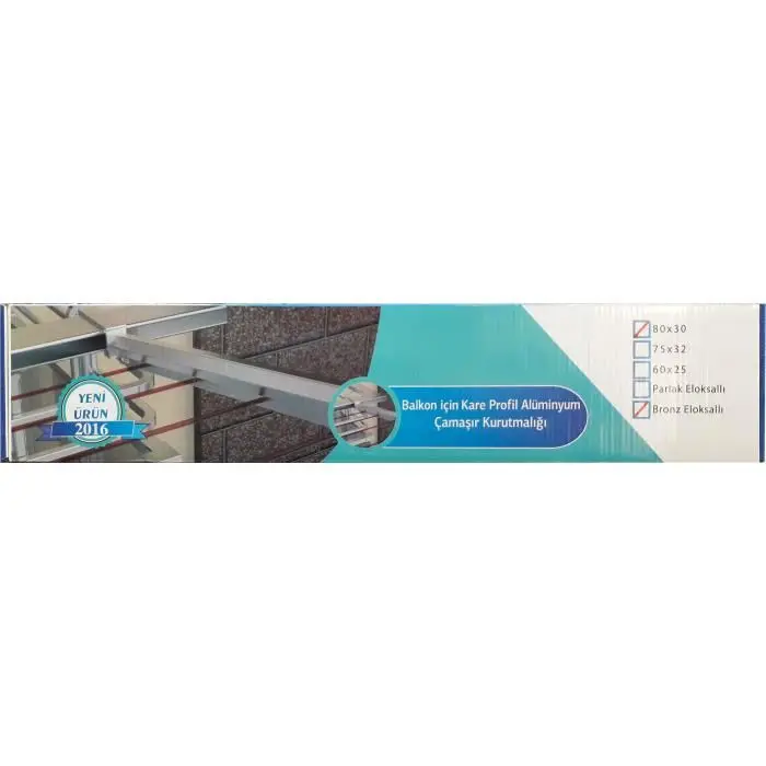 Koral Alüminyum Balkon Çamaşır Kurutma Askılığı 80x30 3