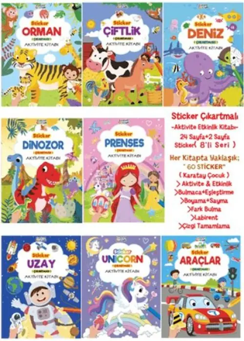 Çıkartmalı Aktivite Kitabı (8 Seri)