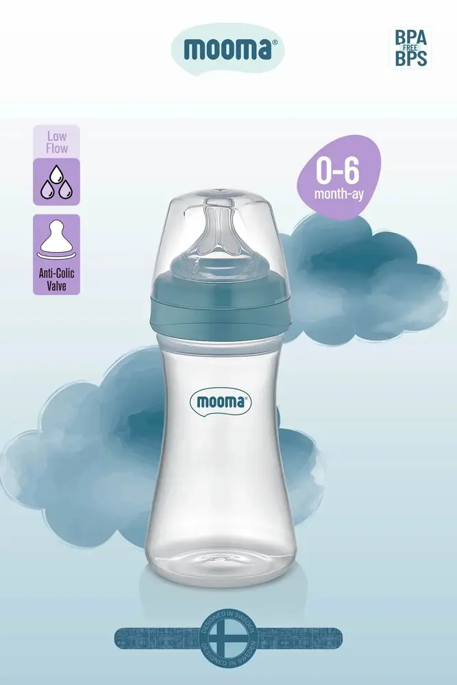 Biberon Anti Kolik Biberon 250 ml Kapaklı Biberon 0 - 6 Ay (Yaş Akış) 2
