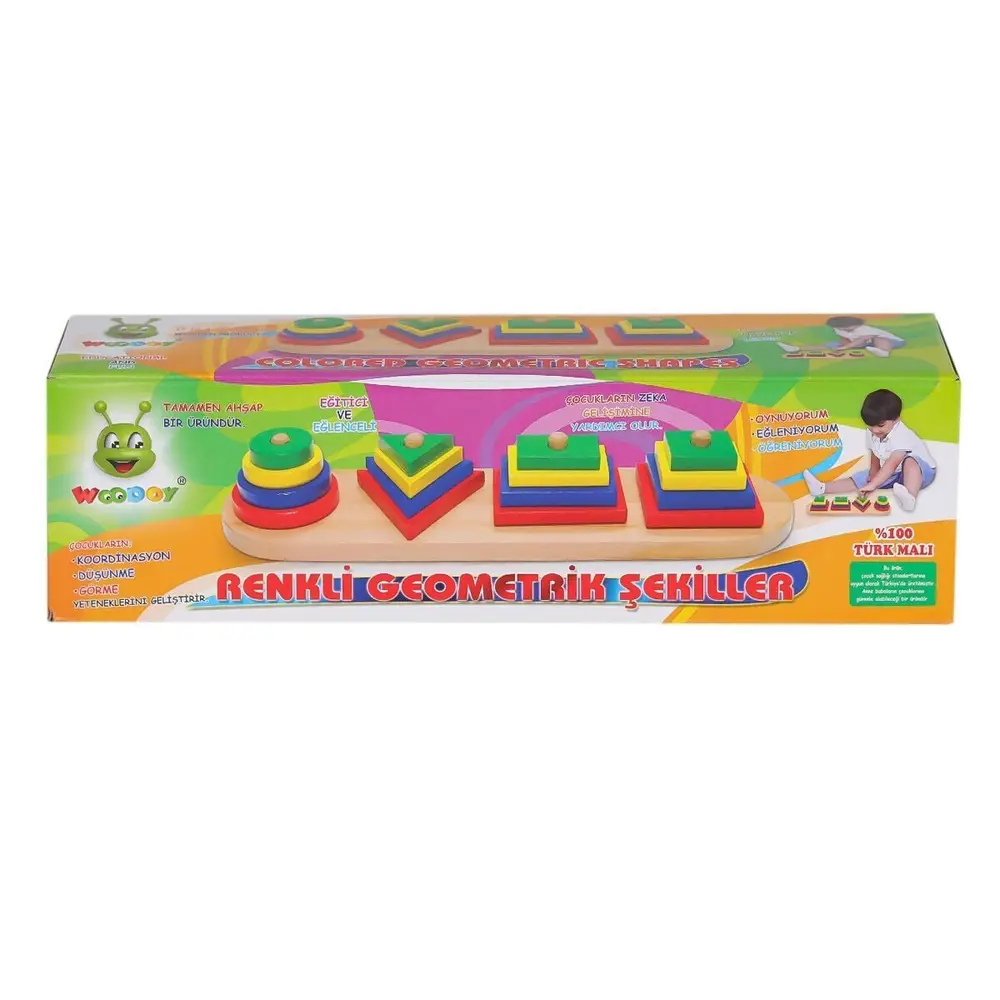 KR006 Woodoy Renkli Geometrik Şekiller -Karsan Oyuncak