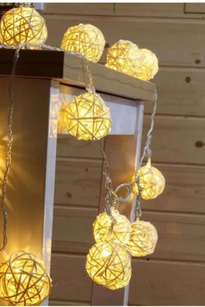 Hasır Toplar Led Işık 2 metre GÜN IŞIĞI Dekor Lambası 2