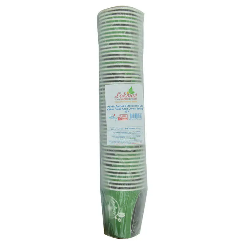 Karton Bardak 8 Oz Kullan At Çay Kahve Sıcak Kağıt Otomat Bardağı 50 li 1 Paket 3