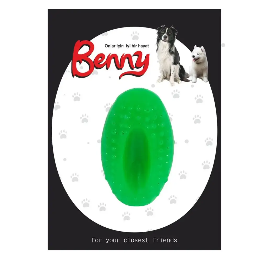 Benny Köpek Oyuncağı Sert Elips Top 8 x 4.5 cm Yeşil 3