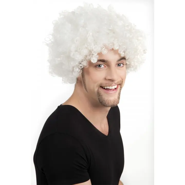 Beyaz Renk Kıvırcık Afro Bonus Peruk 2