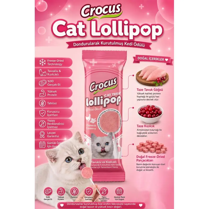 Crus Tuklu Ve Kızılcıklı Kedi Lolipop 10 lu paket ( 10x1,4 gr ) 4