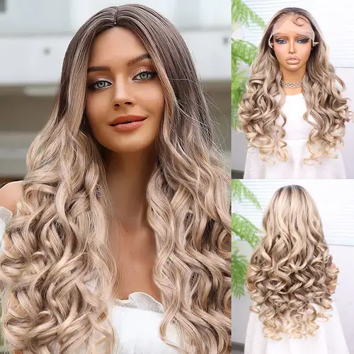 Kumral Platin Ombre Bebek lı Fiber Sen Yoğun Daalı Tül Peruk