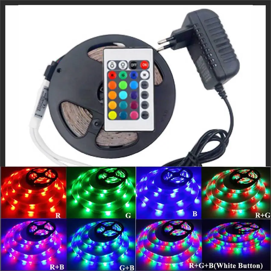 Rgb Şerit 5 Metre 16 Renkli Kumandalı Adaptörlü Çift Taraflı Bant 3