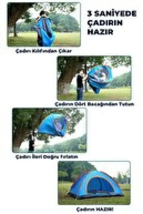 Otomatik Hada Açılan Su Geçirmez Çadır 4 Kişilik 3
