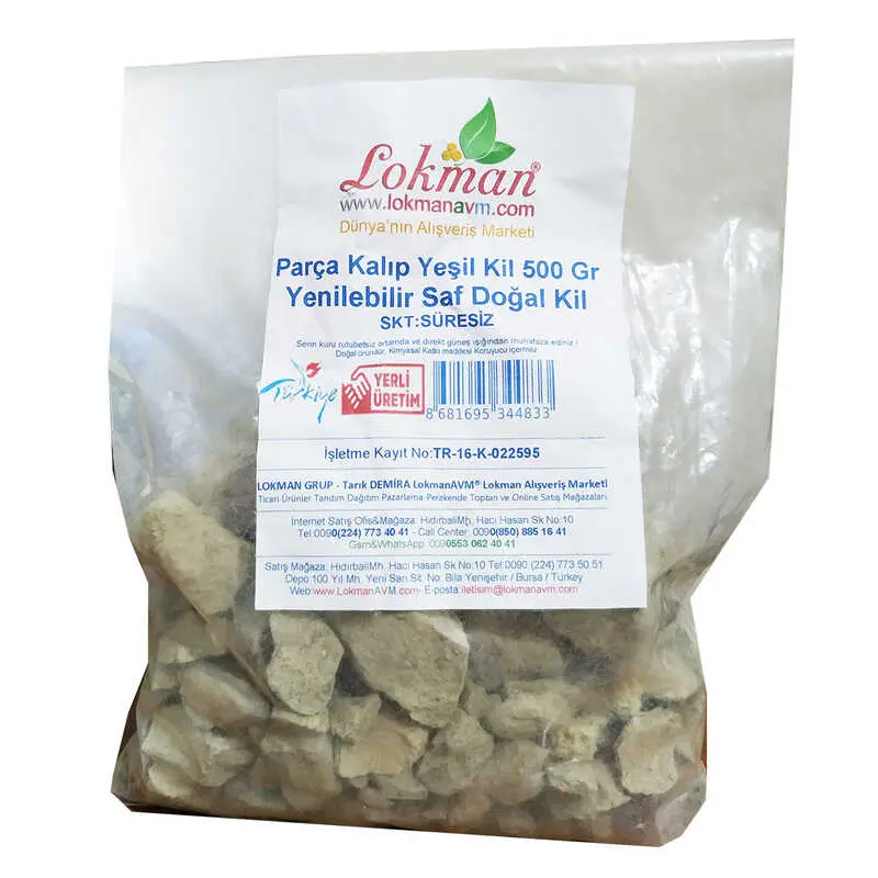 Parça Kalıp Yeşil Kil 500 Gr Yenilebilir Saf Doğal Kil Paket 3