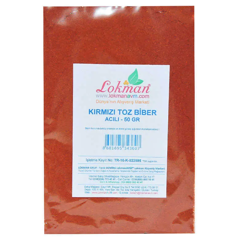 Kırmızı Toz Biber Acılı Renk Biberi 50 Gr Paket 3