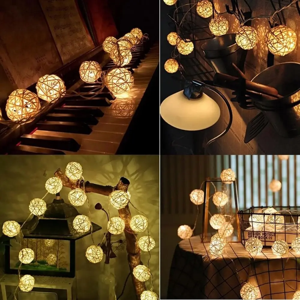 Hasır Toplar Led Işık 2 metre GÜN IŞIĞI Dekor Lambası 3