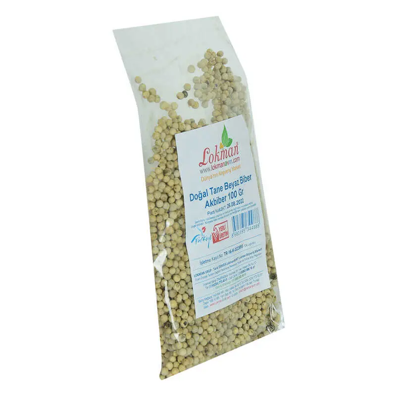 Doğal Tane Akbiber Beyaz Biber Beyaz Karabiber 100 Gr Paket 5