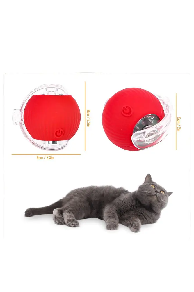 Hareketli Şarjlı Işıklı 360 Derece Dönen Akıllı Oyun Topu Kuyruklu İnteraktif Kedi Köpek Oyun Topu 6