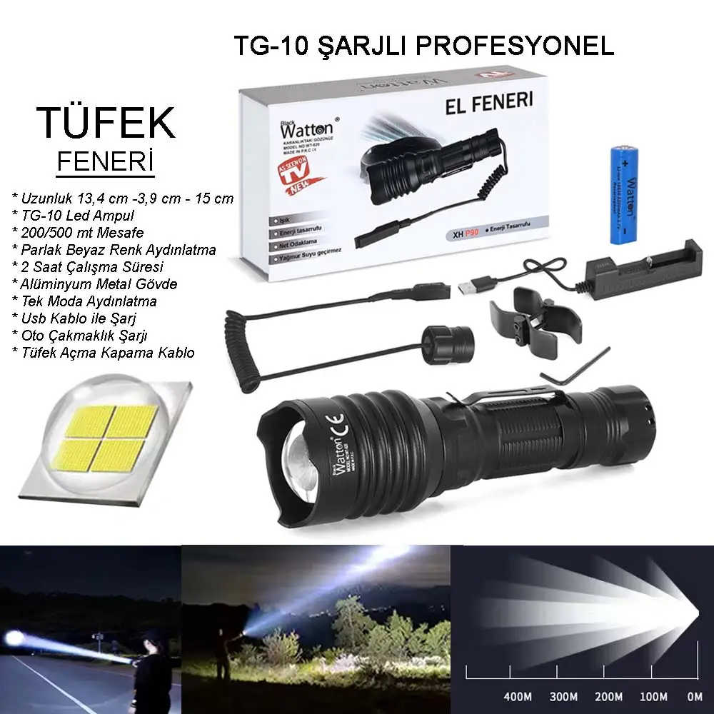 Tg-10 Şarjlı Profesyonel Feneri Wt-620 2
