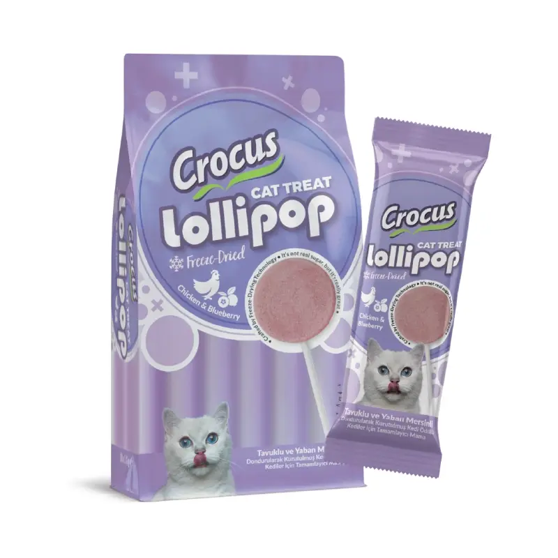 Crus Tuklu Ve Yaban Mersinli Kedi Lolipop 10 lu paket ( 10x1,4 gr )