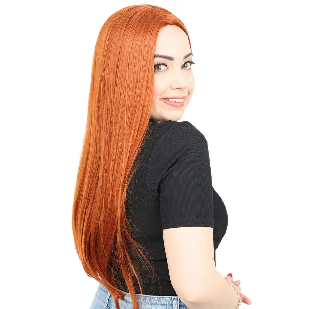 Fiber Sen Uzun Düz Peruk / Bakır 2