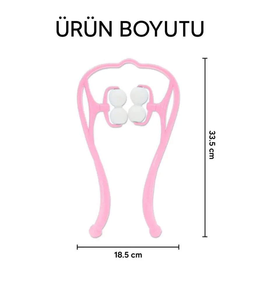 Boyun Bacak Ayak Bel Masaj Aleti Çok Fonksiyonlu Manuel 4 Tekerlekli - Pembe 3