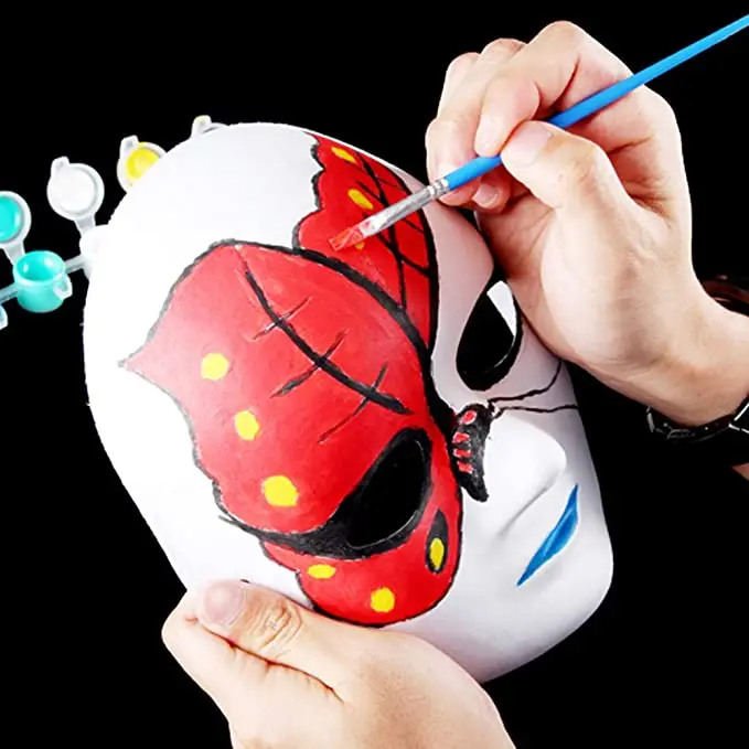 Beyaz Renk Boyanabilir Anonim Tam Yüz Cosplay Maske 24x18 cm 3