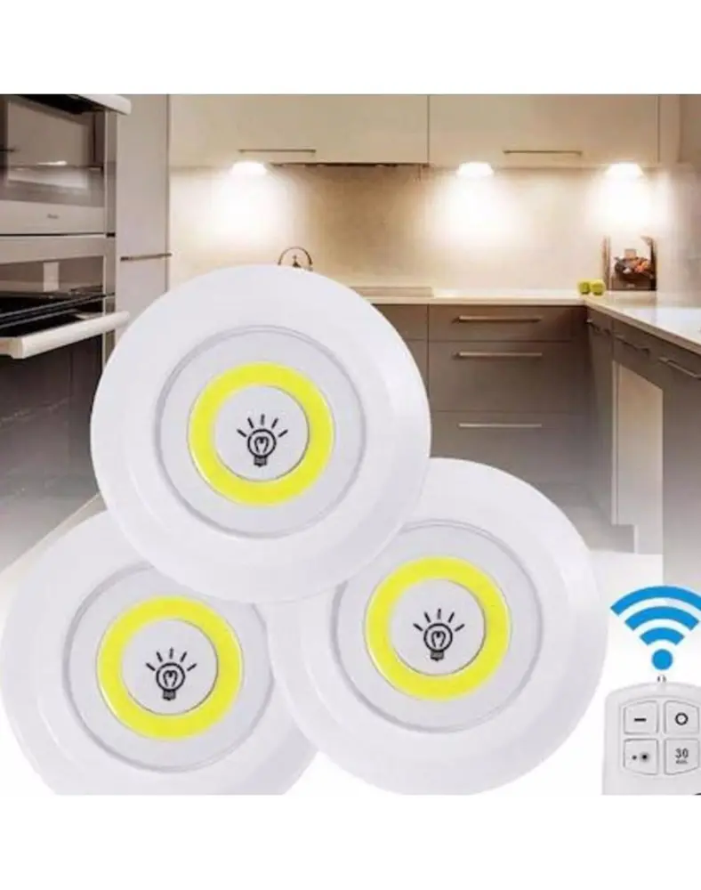 Uzaktan Kumandalı 3 Lü Spot Led Lamba Kablosuz Pilli Işıldak 2