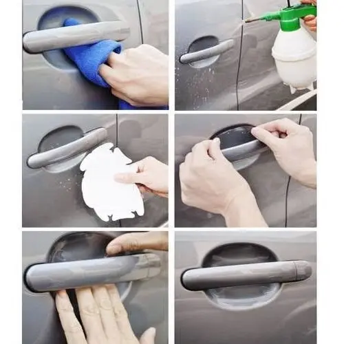 9lu Set Araba Kapı Kolu Koruyucu Çizilme Önleyici Şeffaf Sticker Film Koruma Seti 3