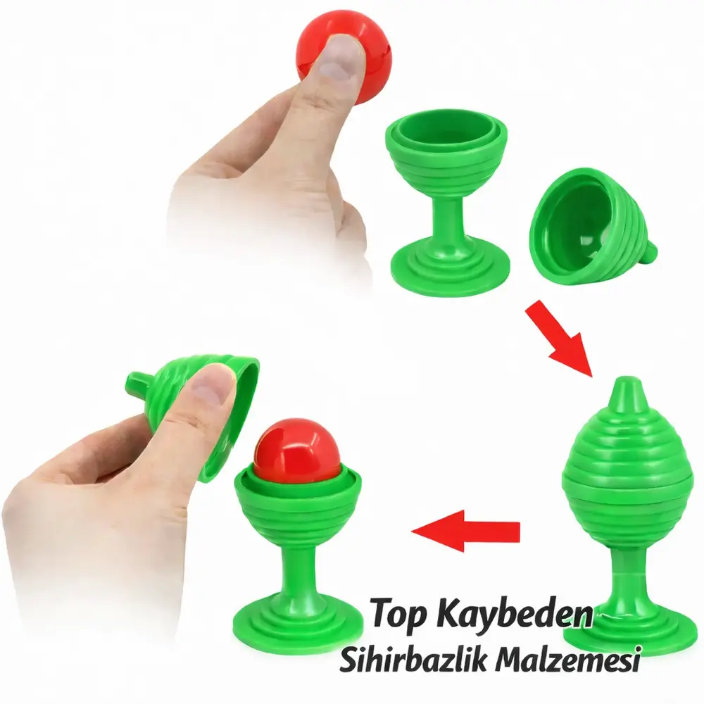 Yeşil Renk Sihirli Kupa Top Kaybetme Oyunu 7 cm 2
