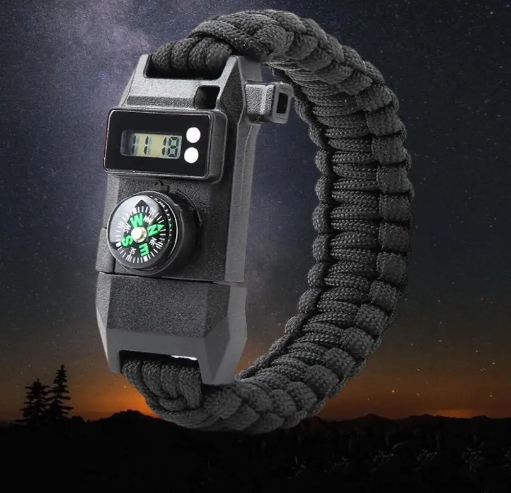 Paracord Dijital Saat Düdük Hayatta Kalma Kamp Bilekliği 3