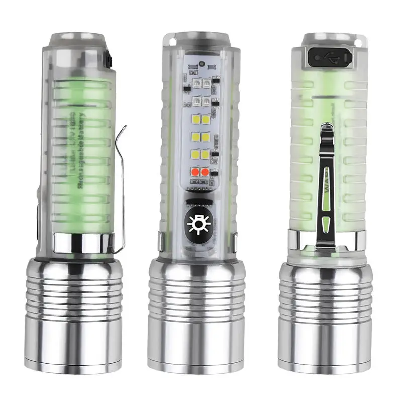 Profesyonel TG LED Güçlü 8 Modlu Type-C 1000 Lümen Polis Çakarlı Şarjlı El Feneri 4