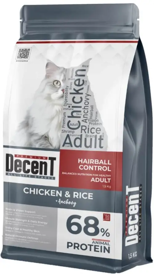 Decent Tuklu Yetişkin Kedi sı 1,5 Kg Control Tuk & Pirinç Yetişkin Kedi sı