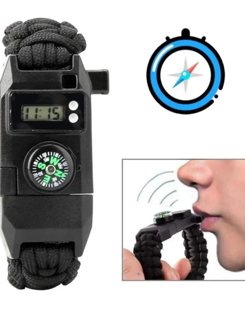 Paracord Dijital Saat Düdük Hayatta Kalma Kamp Bilekliği 2
