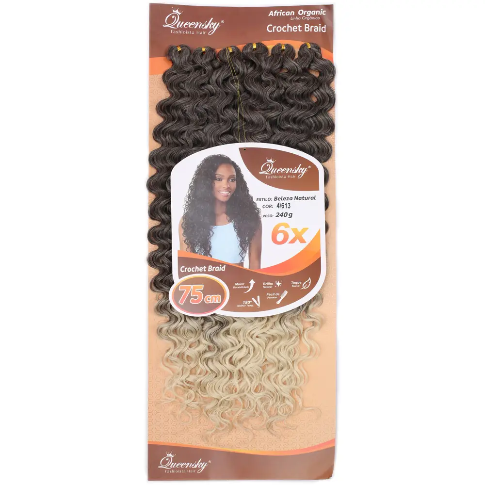 QueenSky Afro Daası / 75cm / 240gr / Koyu Kahve Platin Ombre 2