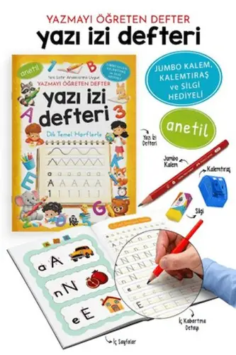 Yazı İzi Defteri - Yazmayı Öğreten Defter - Jumbo Kalem, Kalemtıraş ve Sii Hediyeli