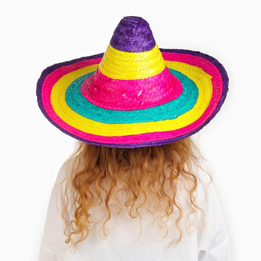 Sombrero Meksika Şapkası Renkli Örme Hasır Çuk Boy 2