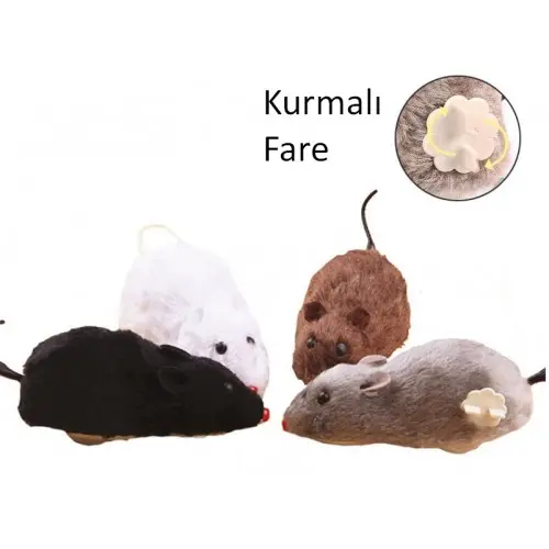 Kurmalı Kedi Eğitim Oyuncağı Tüylü Fare 3