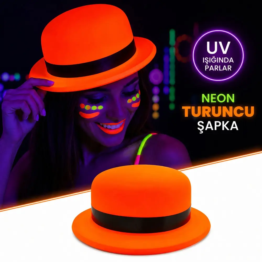 Neon Tcu UV Parti Şapkası Plastik