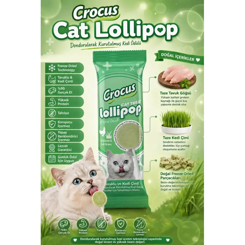Crus Tuklu Ve Kedi Çimli Kedi Lolipop 10 lu paket ( 10x1,4 gr ) 4