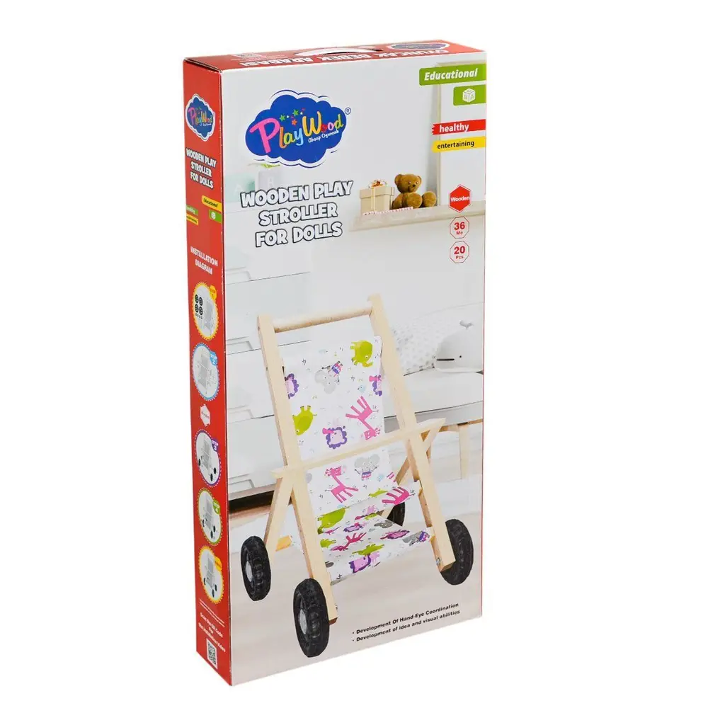 ONY-386 Ahşap Oyuncak Bebek Arabası -Onyıl 2