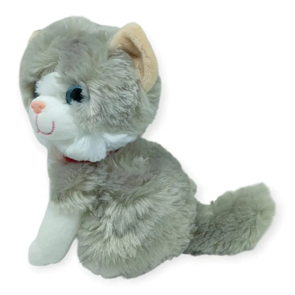 Sesli Peluş Kedi 25 cm - Gri - 1 ADET 4