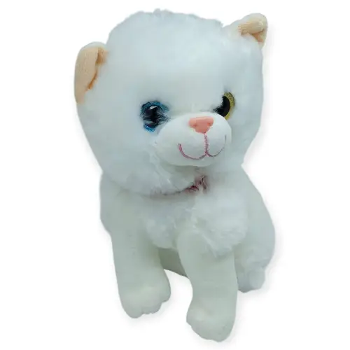 Sesli Peluş Kedi Van Kedisi 25 cm - Beyaz - 1 ADET